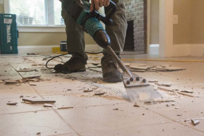 tile demo Makita floor scraper