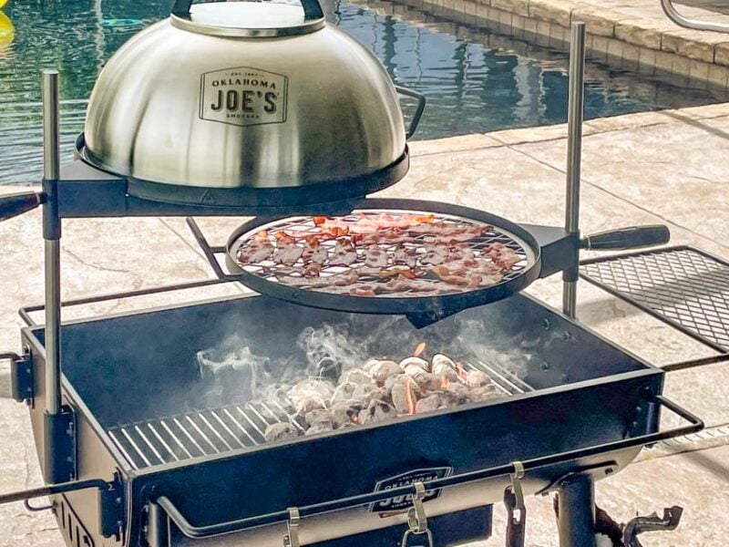 Oklahoma Joe's Firecraft Charcoal Grill Cooking Bacon
